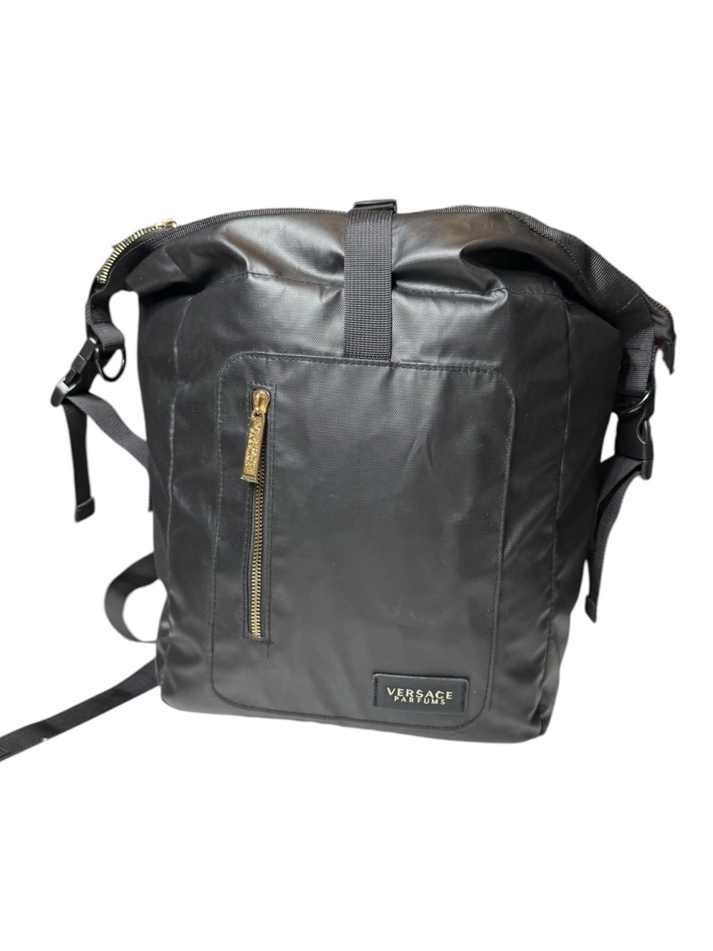 Versace Parfums Black Nylon Backpack with Gold Trim - Picture 3 of 10